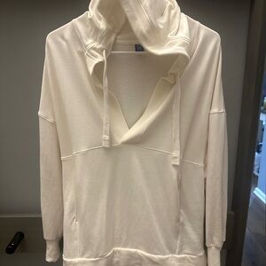 Old Navy Live In French Terry Hoodie Sweatshirt Petite Small Ivory Activewear